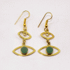 Green Onyx Cut Earring K - JBE999 New Collection Cab Round Shape 18ct Gold Plating Plain Earring